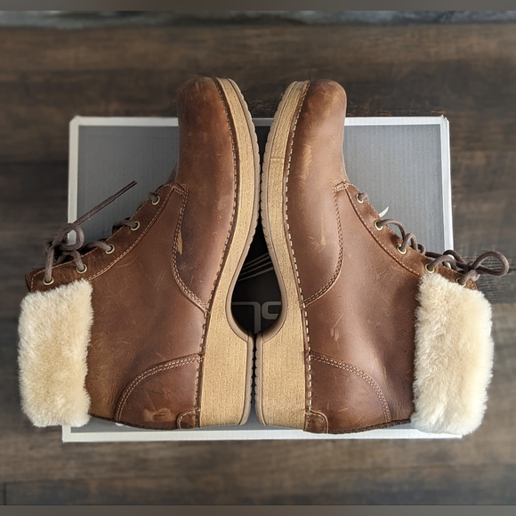 ⚡SOLD⚡Dansko Bailee Oiled Pull Up Brown Leather Lace Up Clog Boot w Shearling - Picture 9 of 11